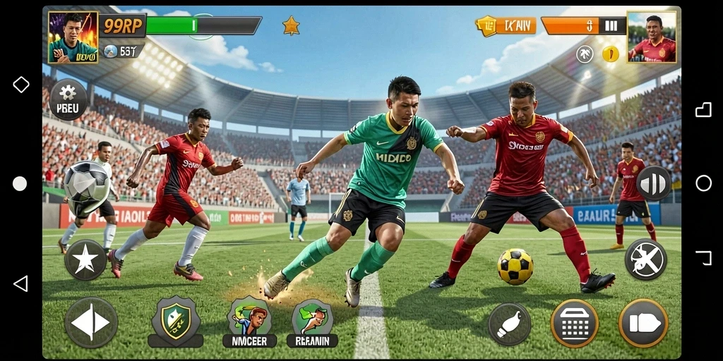 Tampilan gameplay 99RP dengan aksi olahraga yang mendebarkan.