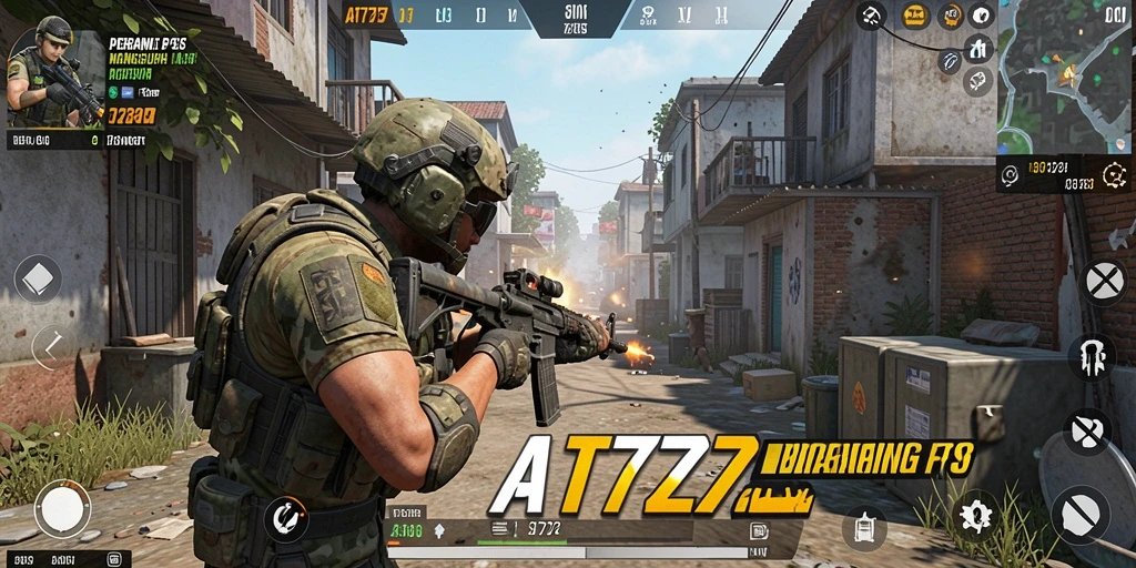 Screenshot gameplay AT777 menampilkan aksi tembak-menembak yang seru.