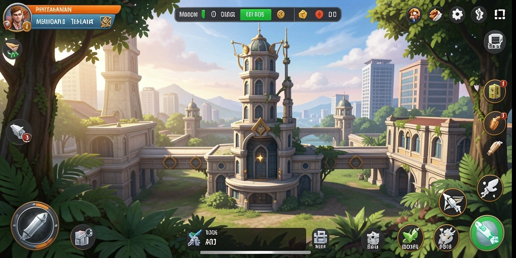 Tampilan gameplay D06 yang menarik dengan penempatan menara yang strategis.