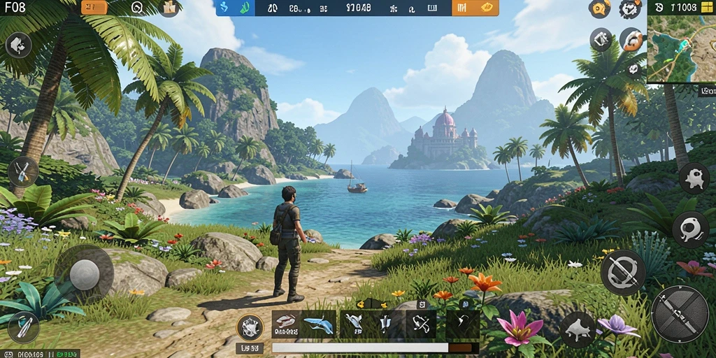Gameplay F08 menampilkan eksplorasi dunia terbuka yang luas.