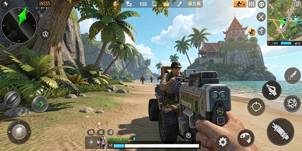 Screenshot gameplay seru dari INS55, menampilkan aksi mendebarkan.