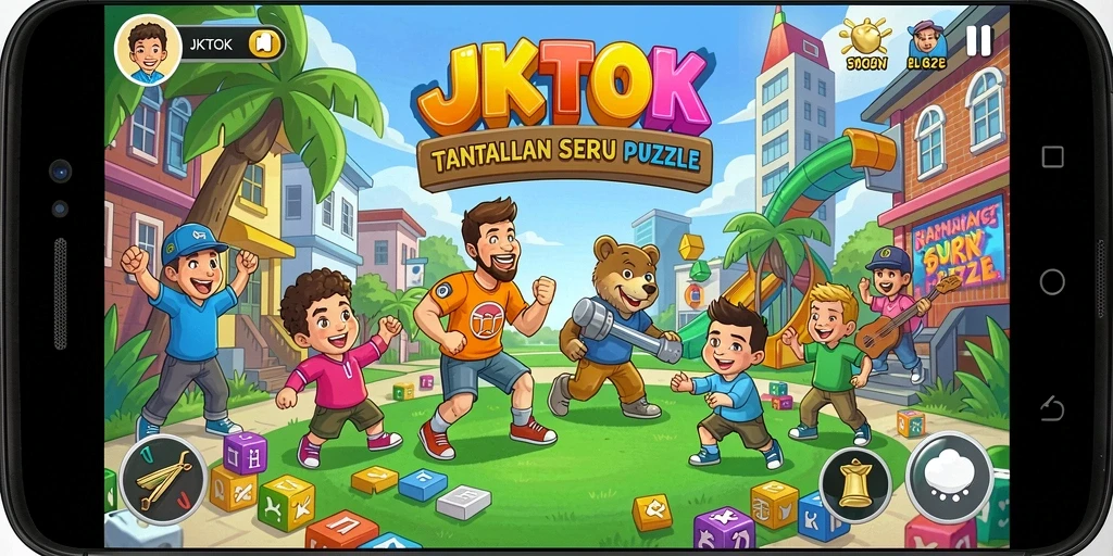 Tampilan gameplay seru dari JKTOK dengan berbagai puzzle menarik.