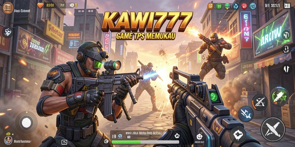 Screenshot gameplay KAWI777 yang menunjukkan aksi seru pertempuran TPS.