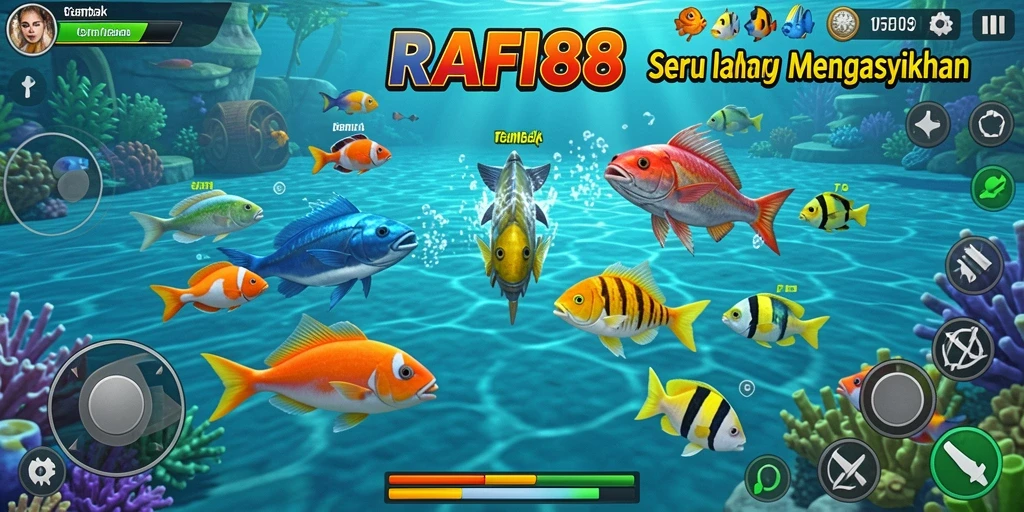 Tangkapan layar dari gameplay RAFI88 yang menampilkan aksi menembak ikan.