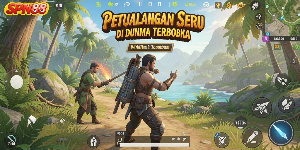 Screenshot gameplay SPN88 menampilkan petualangan dalam dunia terbuka yang luas.
