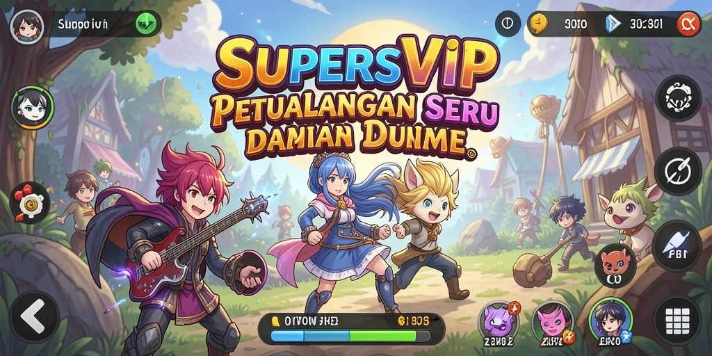 Tampilan seru gameplay SUPERSVIP di dunia Anime.